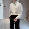 Camisa Sexy de Calle Guapa para Hombre Estilo Coreano Ins Tendencia Estilo Perezoso Encaje Caído Camisa de Manga Larga Otoño 2024