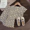 Conjunto de Pijama Delgado Floral Casual y Elegante para Primavera y Otoño para Niños Pequeños y Medianos Ropa de Casa Pulóver de Seda Helada para Niños Bebé