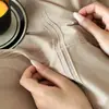 Capa de edredom de algodão escovado espesso de luxo, com bordas largas e cordões ocultos, conjunto de cama de quatro peças 100% algodão, conjunto de lençóis de três peças