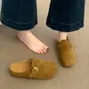 Chinelos femininos estilo Birkenstock com sola grossa para aumentar a altura, sapatos para primavera e outono, slip-on, confortáveis, casuais, para pessoas preguiçosas, chinelos fechados