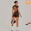 Conjunto de Yoga Transfronterizo con Media Cremallera y Espalda Descubierta, Mono de Fitness y Baile, Ajustado que Levanta los Glúteos, Mono de Yoga de una Sola Pieza 84057