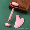 Set de Rodillo de Resina de Cuarzo Rosa Palo de Belleza de Jade Masajeador Meridianal Reafirmante para Lifting Facial Stock de Fábrica Venta al por Mayor