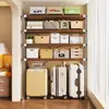 Suporte de bagagem, prateleira de armazenamento multifuncional de chão para casa, prateleira multicamadas estilo japonês para sala de estar ou varanda, prateleira de exibição ajustável
