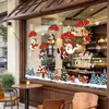 Pegatina Electrostática de Paracaídas Navideño Papá Noel Pingüino Osito Ciervo Copo de Nieve Cabaña Pegatina para Puerta de Cristal Centro Comercial