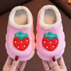 Novas Pantufas de Algodão para Casa para Crianças Desenho de Frutas Inverno com Forro de Lã Quente Roupa Externa Bebê Impermeável Antiderrapante Pantufas de Algodão