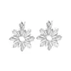 Pendientes de botón de copo de nieve exquisitos de plata de ley s925 para mujer con incrustaciones de diamantes, nuevos de otoño e invierno 2024, pendientes de diseño elegante de alta calidad