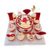 Decoración de Cupcake de Cumpleaños Horneado Bendición de Salud y Longevidad Tan Amplia como el Mar del Este Pareado Nube Propicia Melocotón Decoración de Cumpleaños Topper