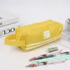 Estuche creativo de doble capa, gran capacidad, bolsa de papelería portátil para estudiantes de primaria, estuche simple de tela Oxford con doble cremallera al por mayor