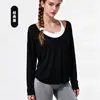 Ropa de Yoga Nueva para Otoño e Invierno Top Cubre-todo Cuello en U Grande Holgado Transpirable Fitness Manga Larga Versátil Ropa Exterior Deportiva