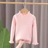 Suéter Versátil para Niñas Capa Base Estilo Otoño Suéter Clásico con Volantes para Niños Suéter Delgado