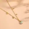 Colar com Pingente de Concha de Animal Marinho de Verão Fresco Luxo Leve Transfronteiriço Aço Titânio Não Desbota Colar de Concha