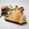 Bandeja de almacenamiento de madera maciza con forma de conejo transfronteriza con lindo diseño de ranura para almacenamiento de joyas de escritorio y organización de la entrada