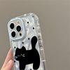 Meow Meow de Bolinhas Adequado para Capa de Celular Apple 16 Fio de Pena Puff 15Promax Capa Protetora Avançada 13/14 Airbag