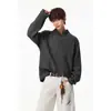 Qualidade Douyin Outono Novo Masculino Zíper Lateral Patchwork Gola Henley Texturizada Tendência Camisa POLO Tamanho Grande Tendência