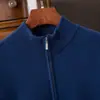 Nuevo suéter de cachemira 100% para hombre de otoño e invierno, suéter simple de cuello medio con cremallera, suéter base de lana tejido suelto y grueso