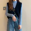 Chaleco para Mujer Otoño e Invierno 2025 Nuevo Estilo Coreano Top sin Mangas Cárdigan Holgado Moda Versátil Cuello en V Tejido