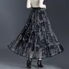 Falda Plisada de Dos Vías con Estampado de Lunares y Cachemir para Mujer, Nueva Colección Otoño 2026, Tiro Alto, Adelgazante, Larga con Dobladillo Caído