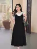 [En Stock] Vestido Elegante Francés de Manga Corta de Verano Talla Grande para Gorditas que Cubre la Barriga Adelgazante Patchwork Falso de Dos Piezas Vestido Largo para Mujer