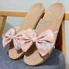 Nuevas Pantuflas de Lino para Mujer en Verano Nuevo Hogar Pareja Interior Suela Suave Antideslizantes Tela Floral Pantuflas para Hombre en Verano
