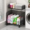 Estante de almacenamiento para baño, estante para detergente de lavandería, almacenamiento junto a la lavadora, carrito de baño para balcón, de pie