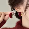 Pendientes Retro de Terciopelo Borgoña 2025 Nuevo Estilo Popular Clip para Oreja con un Toque Elegante de Alta Gama Pendientes de Año Nuevo y Accesorios para Orejas