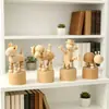 Manualidades de madera Dibujos animados creativos DIY embrión blanco animales adornos de madera puesto jardín de infancia escritorio cubo de madera decoración