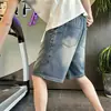 Pantalones cortos de mezclilla elástica de verano para hombre, corte holgado moderno, talla grande, corte recto, pantalones cortos casuales hasta la rodilla, pantalones finos de longitud media de verano 2026