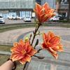Laranja 3D simulação de sensação magnólia 3 cabeças sensação olhando para magnólia de primavera maré nacional casamento macio flores artificiais atacado