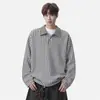 Outono 2026 Novo Moletom Casual Masculino Estilo Old Money Marca da Moda Tendência Lapela Solto Tamanho Grande Moletom Jaqueta Masculina