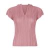Miyake Color Puro Clásico Primavera y Verano Nuevo Versátil Camiseta Mujer Básica Ajustada Cuello en V Sin Mangas Top Básico