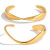 Diseño Minimalista Acero Inoxidable Oro de 18K Liso Retorcido Apertura Irregular Pulsera de Acero Inoxidable Joyería