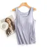 Camisola de Algodón de una Pieza con Almohadillas de Sujetador Integradas para Primavera y Verano, Ropa Interior Base con Sujetador Anti-Exposición Integrado