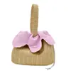 Nova Bolsa Feminina com Padrão Trançado, Bolsa de Mão Floral Doce, Bolsa de Mão Portátil com Cordão, Bolsa Simples de Ombro para Mulheres