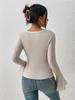Europeo y Americano transfronterizo 2023 Otoño Nuevo Amazon cuello cuadrado top ajustado para mujer color contraste pit Manga Larga Campana T mujer