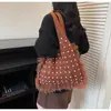 Bolso Estilo Coreano de Nicho con Borde Deshilachado Nuevo Invierno 2025 Bolso para Mujer Bolso de Hombro de Moda Elegante Bolso Cruzado de Punto de Gran Capacidad