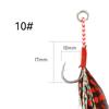 Pluma de Pavo Real Anzuelo Simple para Pesca con Señuelo Anzuelo Simple de Placa de Hierro Anzuelo de Placa de Hierro Modificado con Pluma Roja Anzuelo Frontal Anzuelo de Sacudida Lenta Anzuelo para Pesca en el Mar
