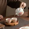Porcelana de Jade Gordura de Ovelha Peônia Azulejo Han Conjunto de Chaleira e Xícara Porcelana Branca Dehua Especial para Senhoras Infusor de Chá Ferramenta para Preparo de Chá Chaleira Xishi