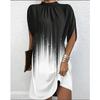2024 Roupa Feminina Transfronteiriça Nova Europeia e Americana Estação Independente da Amazon Moda Gola Redonda Solta Manga Morcego Vestido Gola Redonda