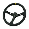 Volante Modificado de Cuero Gamuza Esmerilada, Estilo Racing, Resistente, Engrosado, Volante de 14 pulgadas
