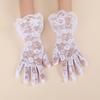 Verano Sexy Novia Encaje Grande Guantes de Encaje Cortos Conducción Bicicleta Eléctrica Guantes Parasol Blancos