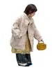 Abrigo de Piel Sintética con Capucha para Niña Otoño/Invierno 2026, Top Peludo Largo, Talla Mediana a Grande, Ropa Infantil de Peluche Grueso, Engrosado