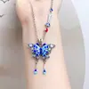 Collar con borla de mariposa azul de plata de ley S925 cadena para clavícula femenina colgante de baile exquisito accesorios de estilo antiguo