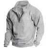 Estación Independiente Transfronteriza Sudadera de Terciopelo para Hombre Cuello Alto Media Cremallera Manga Larga Talla Europea Sudadera de Moda