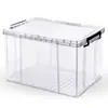 Caja de Almacenamiento Transparente Caja de Almacenamiento de Plástico Caja de Almacenamiento Extra Grande Caja Grande para Estudiantes Sellada Ángulo Recto Organizar Caja para Libros