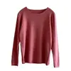 Blusa de Base Branca para Mulheres Novo Estilo Outono Malha Camada Interna Manga Longa Blusa Fina Gola Redonda