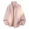 2026 Nueva Chaqueta de Cuero para Motociclista de Color Sólido con Solapa Hombres Mujeres Marca de Moda Retro Americana Holgada Versátil Hip Hop Ropa de Abrigo Top
