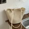 Bolso de textura tejida para mujer 2026 nuevo estilo verano retro cesta de verduras tipo cubo bolso de hombro único bolso tote de gran capacidad