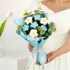 Girassol Transfronteiriço Rosas de Tricô, Flores de Lã Tricotadas à Mão, Tulipas Prontas, Presente de Aniversário para Namorada