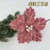 Flores Navideñas Rosas Retro Populares Transfronterizas con Escarcha, Decoraciones de Corona para Árbol de Navidad, Inserciones Florales Decorativas Festivas
