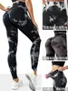 Pantalones de Yoga de Cintura Alta con Control de Abdomen y Levantamiento de Glúteos Color Durazno para Mujer, Largo Nueve Puntos, Ropa de Yoga Ajustada para Deporte y Fitness, Tie-Dye
